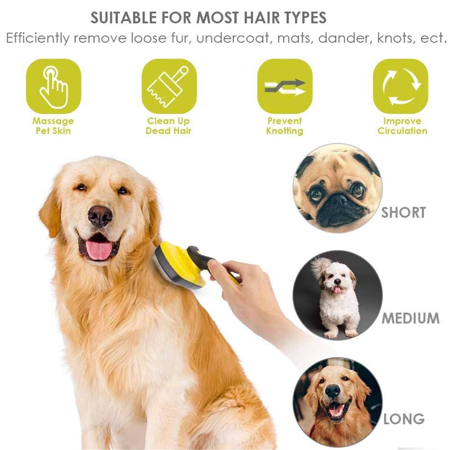 Self-Cleaning Slicker Brush for Long and Short Haired Dogs, Cats, and Shedding Control - Large and Versatile Grooming Tool