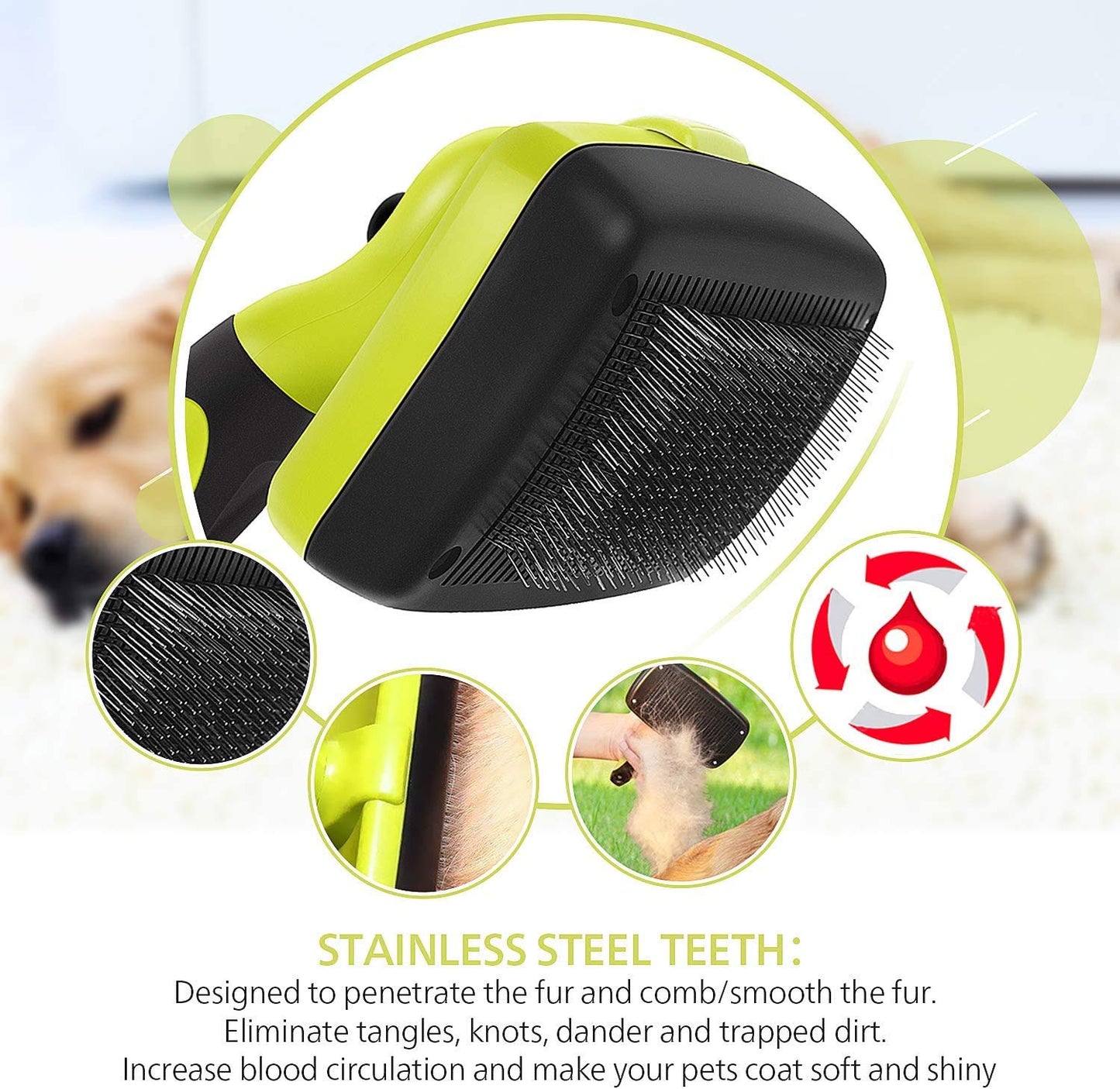 Self-Cleaning Slicker Brush for Long and Short Haired Dogs, Cats, and Shedding Control - Large and Versatile Grooming Tool